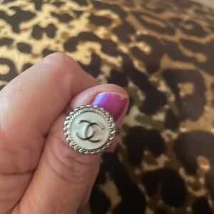 Chic Silver Designer Ring Cc Sz 7.5-8